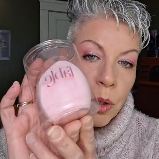 BLENDR Jumbo Makeup Sponge in use